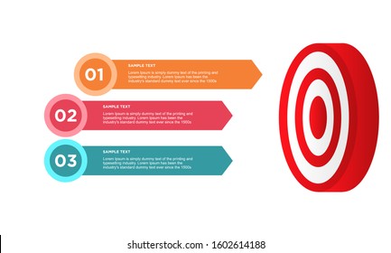 infographic target with 3 step element. Business concept with three options and number, steps or processes. data visualization. Vector illustration.