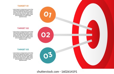 infographic target with 3 step element. Business concept with three options and number, steps or processes. data visualization. Vector illustration.