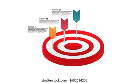 infographic target with 3 step element. Business concept with three options and number, steps or processes. data visualization. Vector illustration.