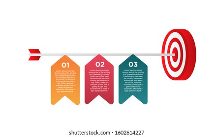 infographic target with 3 step element. Business concept with three options and number, steps or processes. data visualization. Vector illustration.