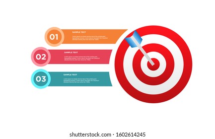 infographic target with 3 step element. Business concept with three options and number, steps or processes. data visualization. Vector illustration.