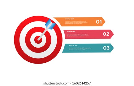 infographic target with 3 step element. Business concept with three options and number, steps or processes. data visualization. Vector illustration.