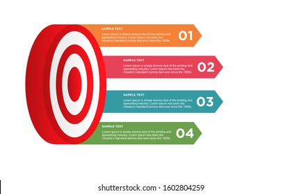 infographic target with 4 step element. Business concept with four options and number, steps or processes. data visualization. Vector illustration.