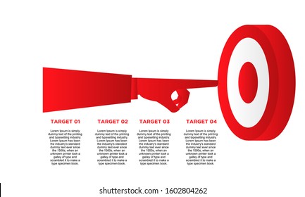 infographic target with 4 step element. Business concept with four options and number, steps or processes. data visualization. Vector illustration.