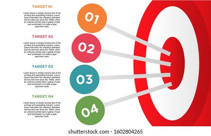 infographic target with 4 step element. Business concept with four options and number, steps or processes. data visualization. Vector illustration.