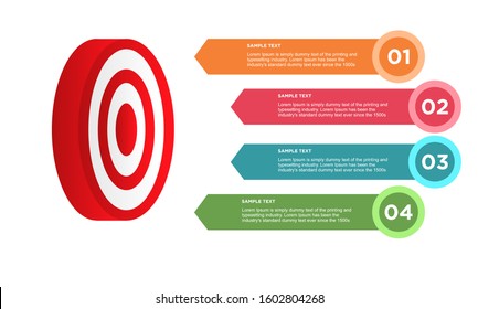 infographic target with 4 step element. Business concept with four options and number, steps or processes. data visualization. Vector illustration.