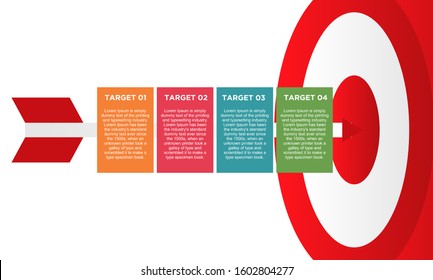 infographic target with 4 step element. Business concept with four options and number, steps or processes. data visualization. Vector illustration.
