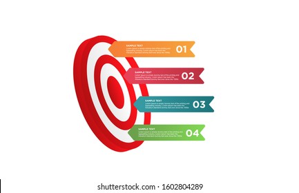 infographic target with 4 step element. Business concept with four options and number, steps or processes. data visualization. Vector illustration.