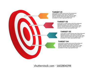 infographic target with 4 step element. Business concept with four options and number, steps or processes. data visualization. Vector illustration.