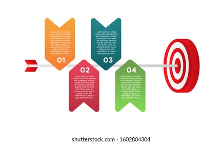 infographic target with 4 step element. Business concept with four options and number, steps or processes. data visualization. Vector illustration.