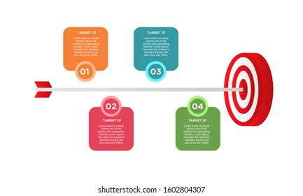 infographic target with 4 step element. Business concept with four options and number, steps or processes. data visualization. Vector illustration.