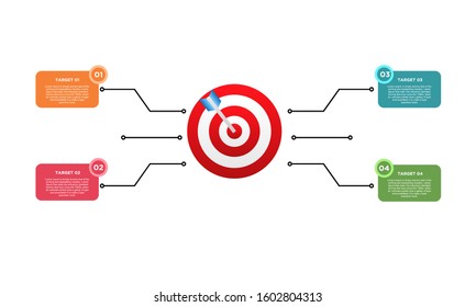 infographic target with 4 step element. Business concept with four options and number, steps or processes. data visualization. Vector illustration.