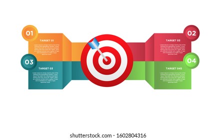 infographic target with 4 step element. Business concept with four options and number, steps or processes. data visualization. Vector illustration.