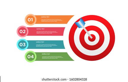 infographic target with 4 step element. Business concept with four options and number, steps or processes. data visualization. Vector illustration.