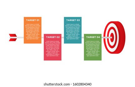 infographic target with 4 step element. Business concept with four options and number, steps or processes. data visualization. Vector illustration.