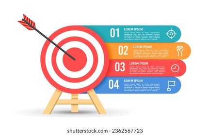 Infographic target with 4 steps to success. Business goal, Business presentation. Vector illustration.