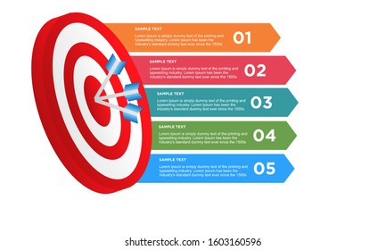 infographic target with 5 step element. Business concept with five options and number, steps or processes. data visualization. Vector illustration.