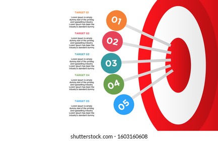 infographic target with 5 step element. Business concept with five options and number, steps or processes. data visualization. Vector illustration.