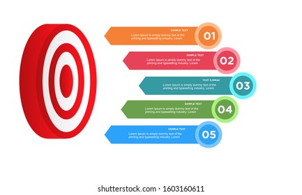 infographic target with 5 step element. Business concept with five options and number, steps or processes. data visualization. Vector illustration.