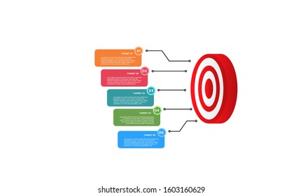 infographic target with 5 step element. Business concept with five options and number, steps or processes. data visualization. Vector illustration.