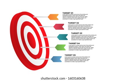 infographic target with 5 step element. Business concept with five options and number, steps or processes. data visualization. Vector illustration.