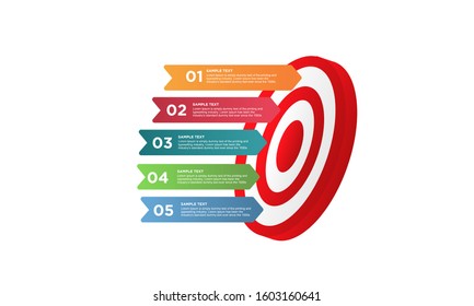 infographic target with 5 step element. Business concept with five options and number, steps or processes. data visualization. Vector illustration.