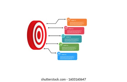 infographic target with 5 step element. Business concept with five options and number, steps or processes. data visualization. Vector illustration.