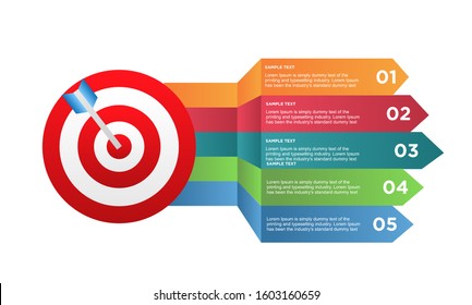 infographic target with 5 step element. Business concept with five options and number, steps or processes. data visualization. Vector illustration.