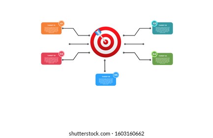 infographic target with 5 step element. Business concept with five options and number, steps or processes. data visualization. Vector illustration.