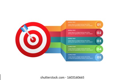 infographic target with 5 step element. Business concept with five options and number, steps or processes. data visualization. Vector illustration.