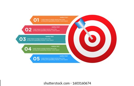 infographic target with 5 step element. Business concept with five options and number, steps or processes. data visualization. Vector illustration.