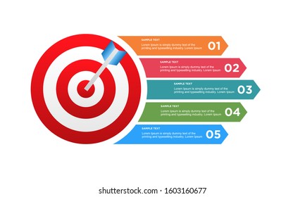 infographic target with 5 step element. Business concept with five options and number, steps or processes. data visualization. Vector illustration.