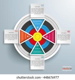 Infographic with target, squares and tirangles on the gray background. Eps 10 vector file.
