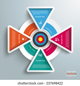 Infographic with target and triangles on the grey background. Eps 10 vector file.