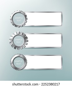 Infographic, team work, 3d realistic vector icon illustration. Metal gear wheels on grey background. 