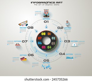 Trabajo en equipo e intercambio de ideas con estilo Flat. Se incluyen muchos elementos de diseño: computadoras, dispositivos móviles, suministros de escritorio, lápiz, taza de café, sábanas, documentos, etc.