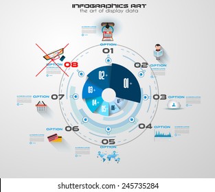 Infographic teamwork and brainstorming with Flat style. A lot of design elements are included: computers, mobile devices, desk supplies, pencil,coffee mug, sheeets,documents and so on