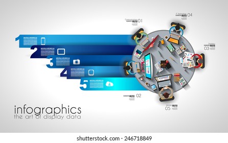 Infographic teamwork and brainstorming with Flat style.