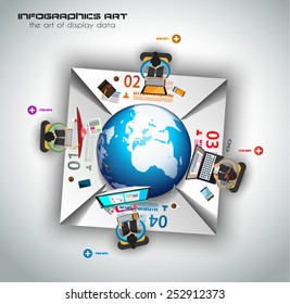 Infographic teamwork and brainstorming with Flat style. A lot of design elements are included: computers, mobile devices, desk supplies, pencil,coffee mug, sheets,documents and so on