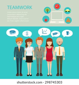 Infographic teamwork with picture and text