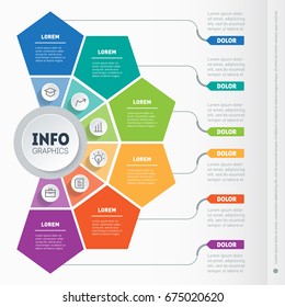 Infographic of technology or education process. Business presentation concept with 6 options. Web Template of a info graphics, chart, diagram on light background. Part of the report with icons set