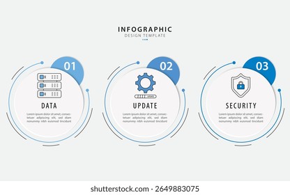 Plantilla de tecnología infográfica. Viaje de la línea de tiempo de 3 pasos. Diagrama de proceso, 3 opciones sobre fondo blanco, Elementos de infografía, negocios, educación, Ilustración vectorial moderna