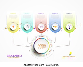 Infographic technology template digital and engineering telecoms 5 step, Used for your business timeline,book cover,template,banner,diagram, presentation flowchart,steps,parts, workflow layout,chart