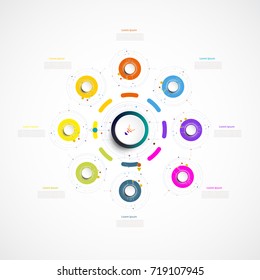 Infographic technology template digital and engineering telecoms 8 step, Used for your business timeline,book cover,template,banner,diagram, presentation flowchart,steps,parts, workflow layout,chart