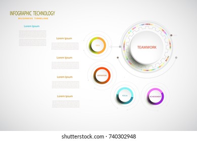 Infographic technology template digital and engineering telecoms 4 step, Used for your business timeline,book cover,template,banner,diagram, presentation flowchart,steps,parts, workflow layout,chart