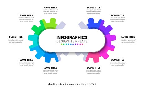 Infographic template with 10 options or steps. Two gears. Can be used for workflow layout, diagram, banner, webdesign. Vector illustration