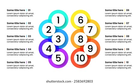 Infographic template with 10 options or steps. Abstract brain. Can be used for workflow layout, diagram, banner, webdesign. Vector illustration