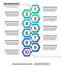 Plantilla de infografía con 10 opciones o pasos. Línea. Se puede utilizar para el diseño del flujo de trabajo, diagrama, Anuncio, diseño web. Ilustración vectorial