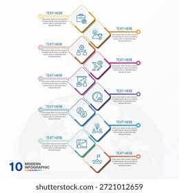 Infographic template with 10 steps, process or options, process chart, Used for process diagram, presentations, workflow layout, flow chart, infograph. Vector eps10 illustration.