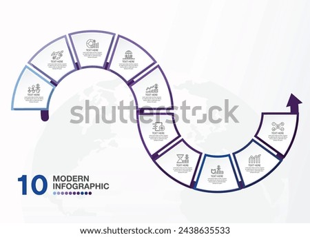 Infographic template with 10 steps, process or options, process chart, Used for process diagram, presentations, workflow layout, flow chart, infograph.